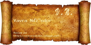 Vavra Nándor névjegykártya